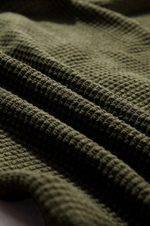 Solid Color Textured Buttoned Shirt and Casual Pants Set